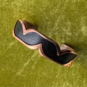 Vintage Unisex Black Enamel Copper Cuff Bracelet